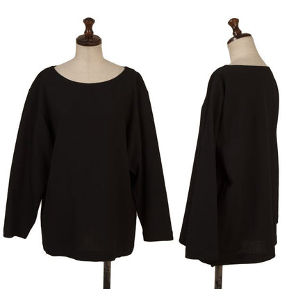 Plantation Wool Boat Neck Long Sleeve Top Black Size M