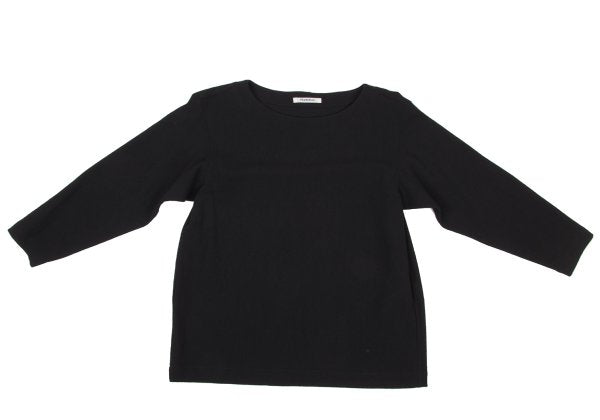 Plantation Wool Boat Neck Long Sleeve Top Black Size M