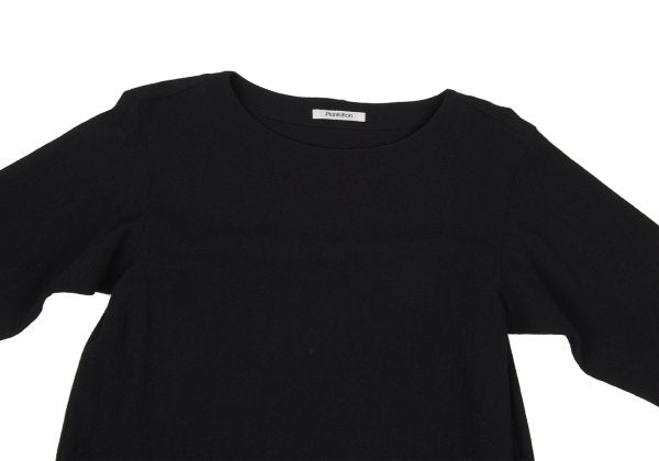 Plantation Wool Boat Neck Long Sleeve Top Black Size M