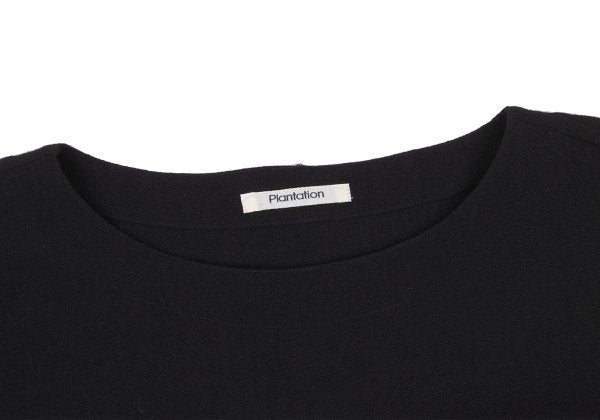 Plantation Wool Boat Neck Long Sleeve Top Black Size M