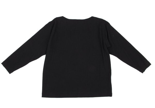 Plantation Wool Boat Neck Long Sleeve Top Black Size M
