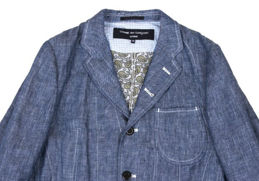 COMME des GARCONS HOMME Blue Linen Stitch Jacket Size XS