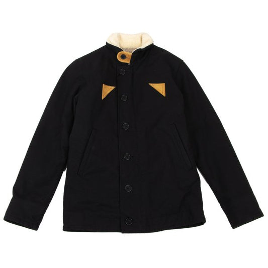 VISVIM WIND STOPER Cotton Boa Lined Deck Jacket Black Size 1