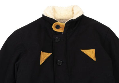 VISVIM WIND STOPER Cotton Boa Lined Deck Jacket Black Size 1