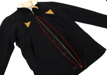 VISVIM WIND STOPER Cotton Boa Lined Deck Jacket Black Size 1