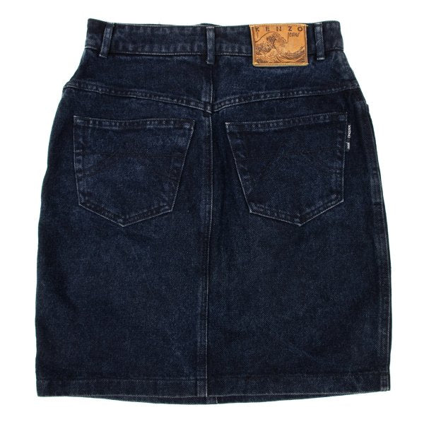KENZO Denim Midi Skirt Indigo Cotton Size 63CM
