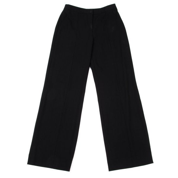 GIORGIO ARMANI Wool Seam Detail Wide Pants Black Size 38