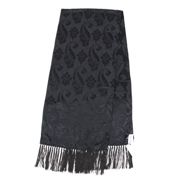 GIORGIO ARMANI Rayon Silk Botanical Jacquard Scarf Charcoal