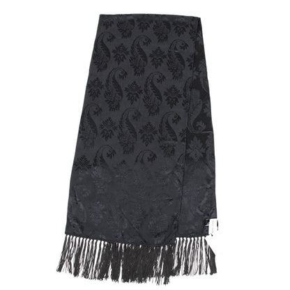 GIORGIO ARMANI Rayon Silk Botanical Jacquard Scarf Charcoal