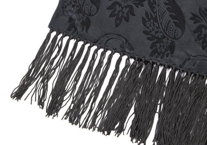 GIORGIO ARMANI Rayon Silk Botanical Jacquard Scarf Charcoal