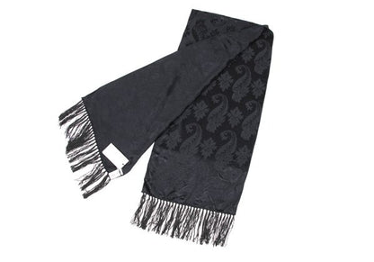GIORGIO ARMANI Rayon Silk Botanical Jacquard Scarf Charcoal
