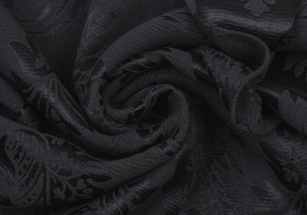 GIORGIO ARMANI Rayon Silk Botanical Jacquard Scarf Charcoal