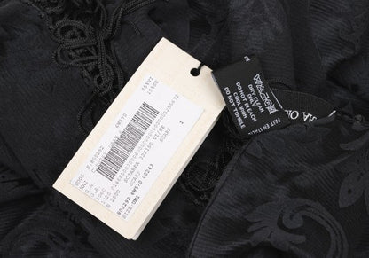 GIORGIO ARMANI Rayon Silk Botanical Jacquard Scarf Charcoal
