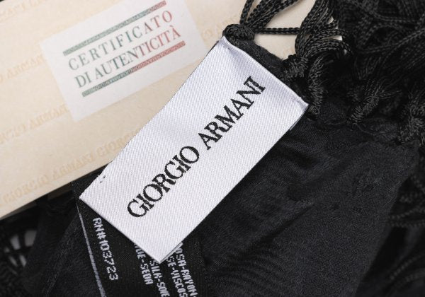 GIORGIO ARMANI Rayon Silk Botanical Jacquard Scarf Charcoal