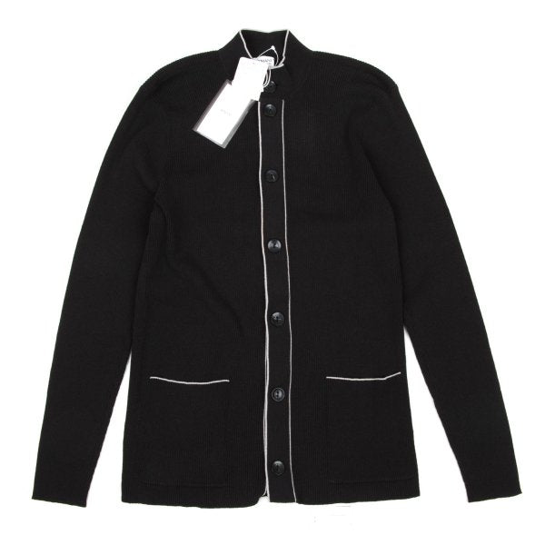 ARMANI COLLEZIONI Ribbed Cardigan w/ Piping Gray Size 46