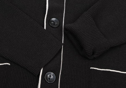 ARMANI COLLEZIONI Ribbed Cardigan w/ Piping Gray Size 46