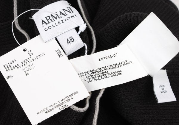 ARMANI COLLEZIONI Ribbed Cardigan w/ Piping Gray Size 46