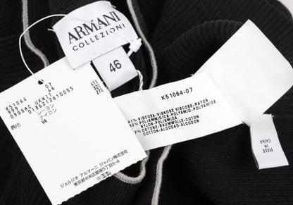 ARMANI COLLEZIONI Ribbed Cardigan w/ Piping Gray Size 46