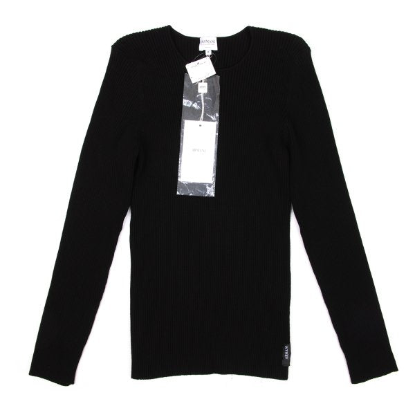 ARMANI COLLEZIONI Rayon Poly Rib Knit Black Size 48