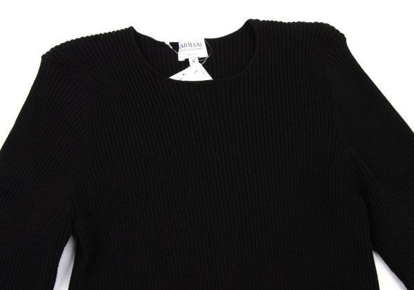 ARMANI COLLEZIONI Rayon Poly Rib Knit Black Size 48