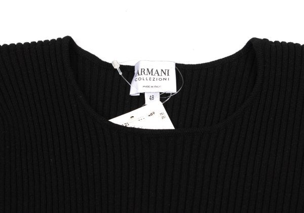 ARMANI COLLEZIONI Rayon Poly Rib Knit Black Size 48