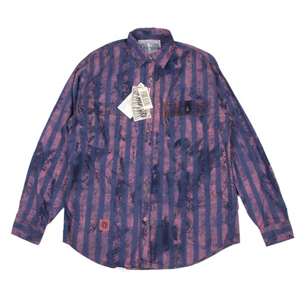 FERRE JEANS Faded Stripe Print Long Purple Pink Shirt Size 40