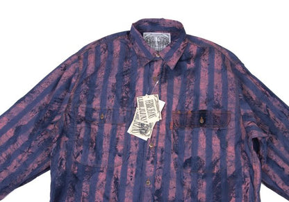 FERRE JEANS Faded Stripe Print Long Purple Pink Shirt Size 40