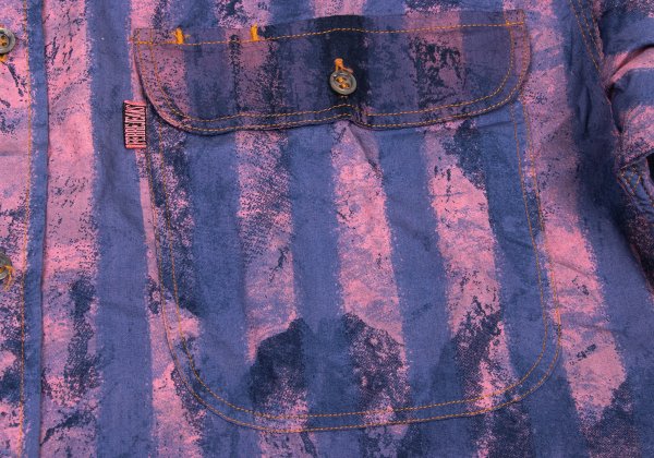 FERRE JEANS Faded Stripe Print Long Purple Pink Shirt Size 40