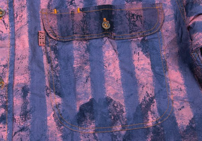 FERRE JEANS Faded Stripe Print Long Purple Pink Shirt Size 40