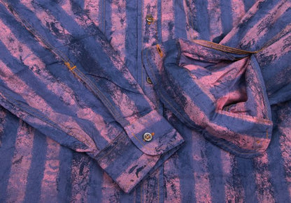 FERRE JEANS Faded Stripe Print Long Purple Pink Shirt Size 40