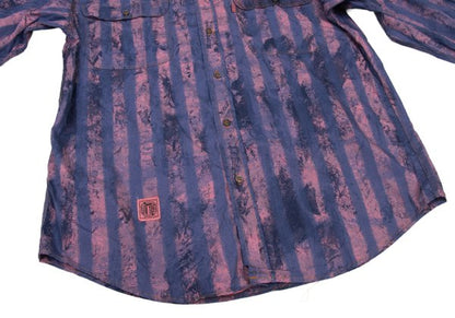 FERRE JEANS Faded Stripe Print Long Purple Pink Shirt Size 40