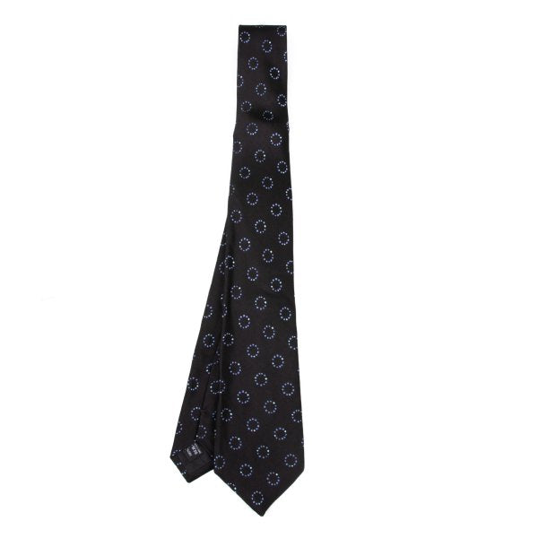 GIORGIO ARMANI Circle Jacquard Silk Necktie Black Tie