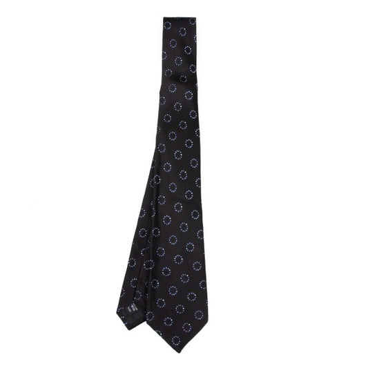 GIORGIO ARMANI Circle Jacquard Silk Necktie Black Tie