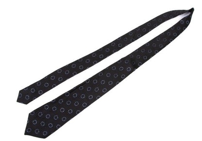 GIORGIO ARMANI Circle Jacquard Silk Necktie Black Tie