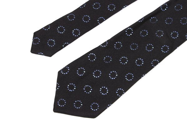 GIORGIO ARMANI Circle Jacquard Silk Necktie Black Tie