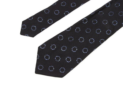 GIORGIO ARMANI Circle Jacquard Silk Necktie Black Tie