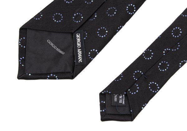 GIORGIO ARMANI Circle Jacquard Silk Necktie Black Tie
