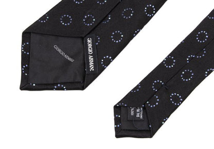 GIORGIO ARMANI Circle Jacquard Silk Necktie Black Tie