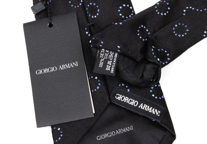 GIORGIO ARMANI Circle Jacquard Silk Necktie Black Tie