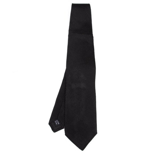 GIORGIO ARMANI Black Bias Woven Silk Tie