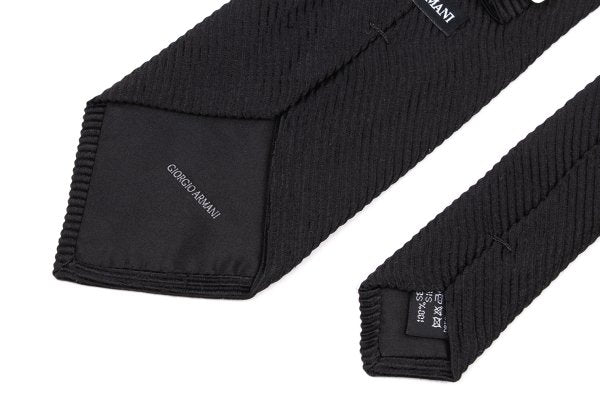 GIORGIO ARMANI Black Bias Woven Silk Tie