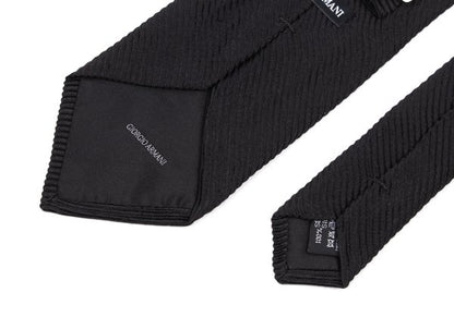 GIORGIO ARMANI Black Bias Woven Silk Tie