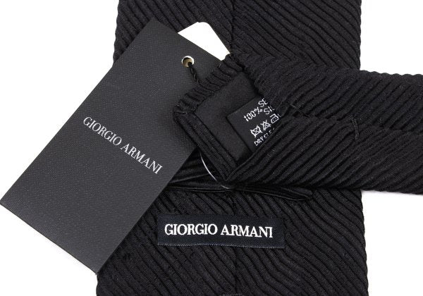 GIORGIO ARMANI Black Bias Woven Silk Tie