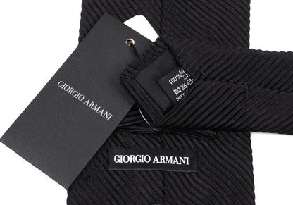 GIORGIO ARMANI Black Bias Woven Silk Tie