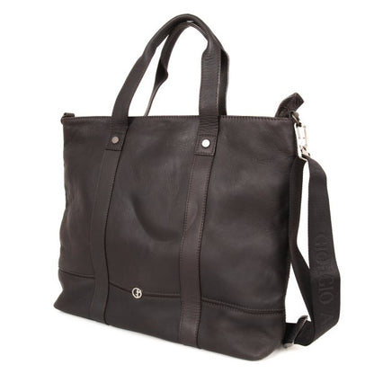 GIORGIO ARMANI Leather 2-Way Shoulder Bag Brown