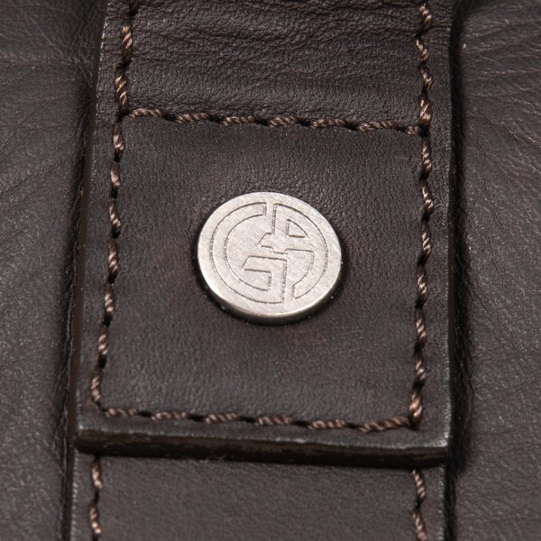 GIORGIO ARMANI Leather 2-Way Shoulder Bag Brown