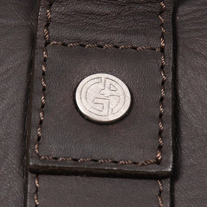 GIORGIO ARMANI Leather 2-Way Shoulder Bag Brown