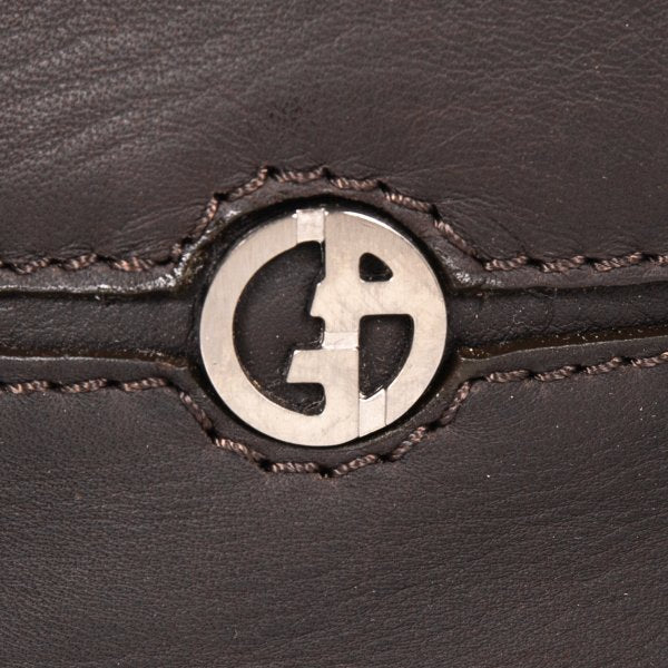 GIORGIO ARMANI Leather 2-Way Shoulder Bag Brown