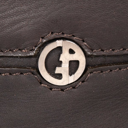 GIORGIO ARMANI Leather 2-Way Shoulder Bag Brown