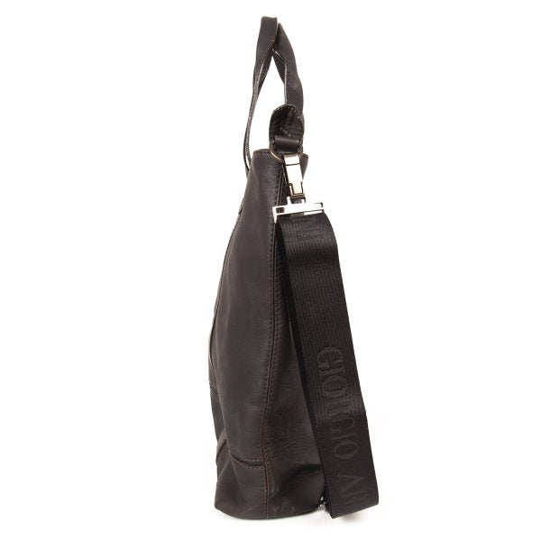 GIORGIO ARMANI Leather 2-Way Shoulder Bag Brown